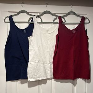 *BUNDLE (3 total)Old Navy First Layer Tanks, EUC - maroon, white, navy - XL tall